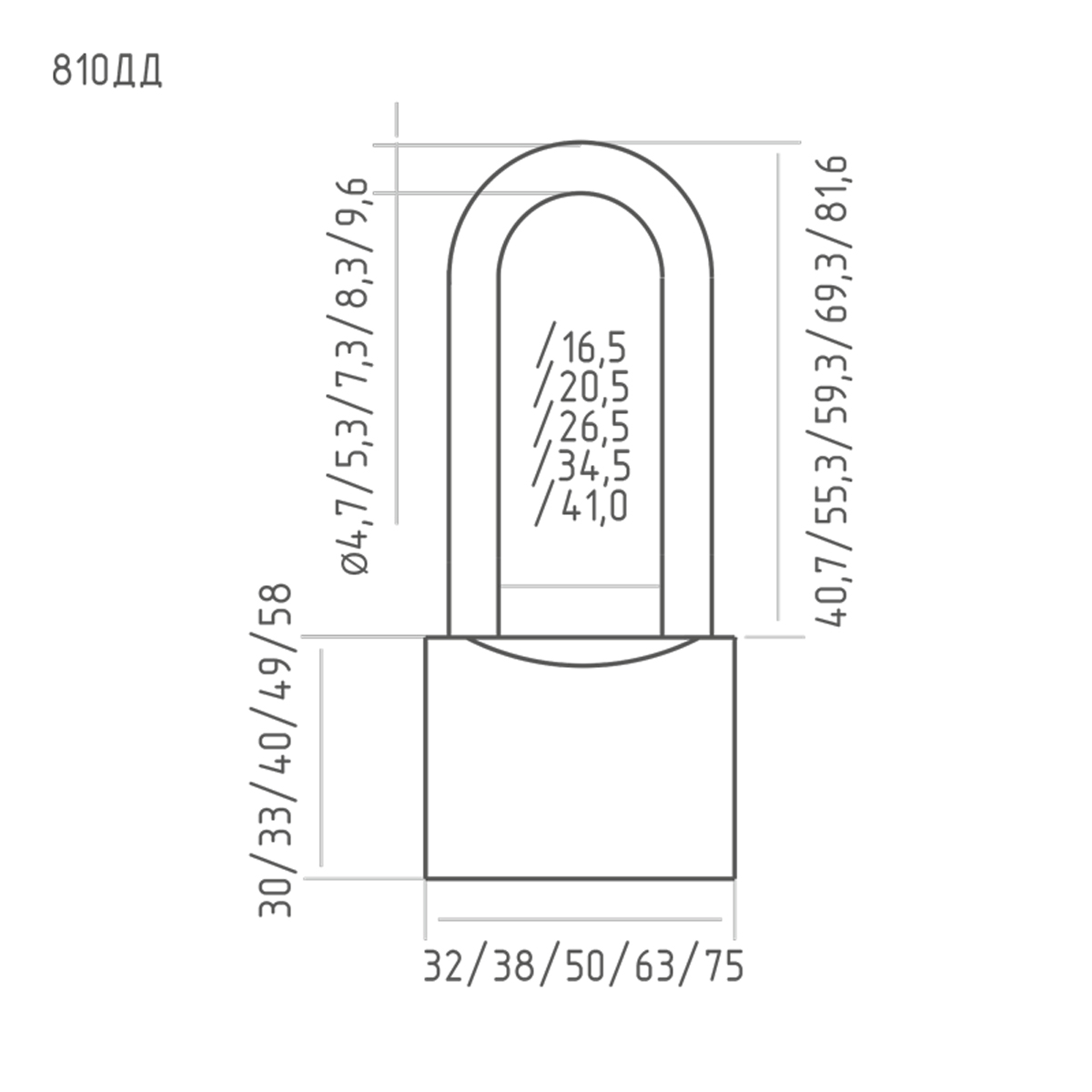 Замок навесной зн-810дд  63 мм (3 ключа) (6/36) "нора-м"