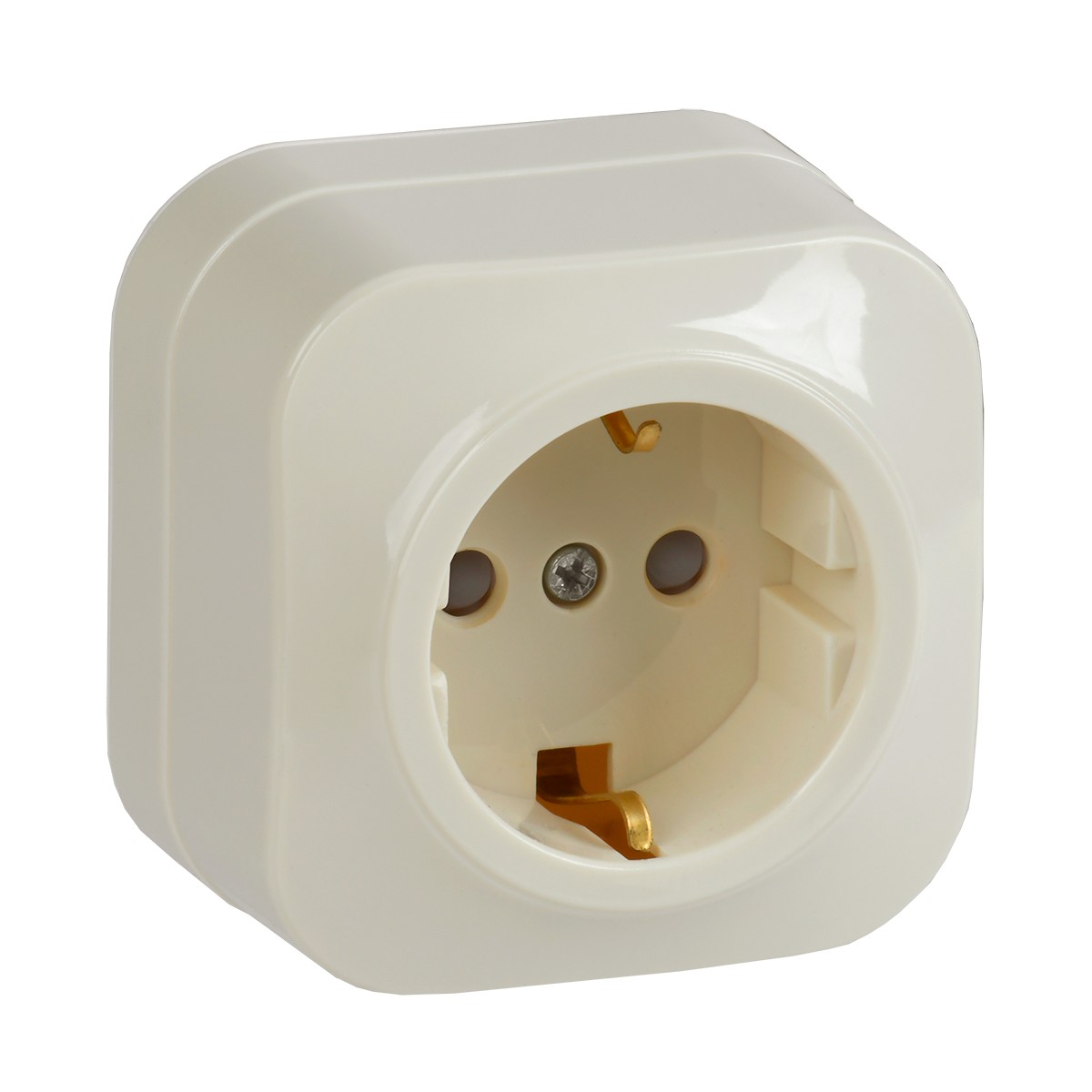 Розетка открыт. уст. "glory" 1 местн. с заземл, с шторк. рсш20-3-хк, 16а, кремовый (1/30/360) "iek"
