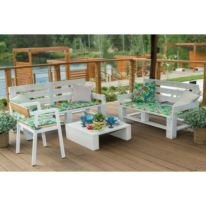 Подушка на скамейку "попугай" 45*150 см (1/6) "этель" 4264627