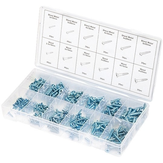 Набор саморезов по дереву и металлу, 360 шт Сибртех (47618)