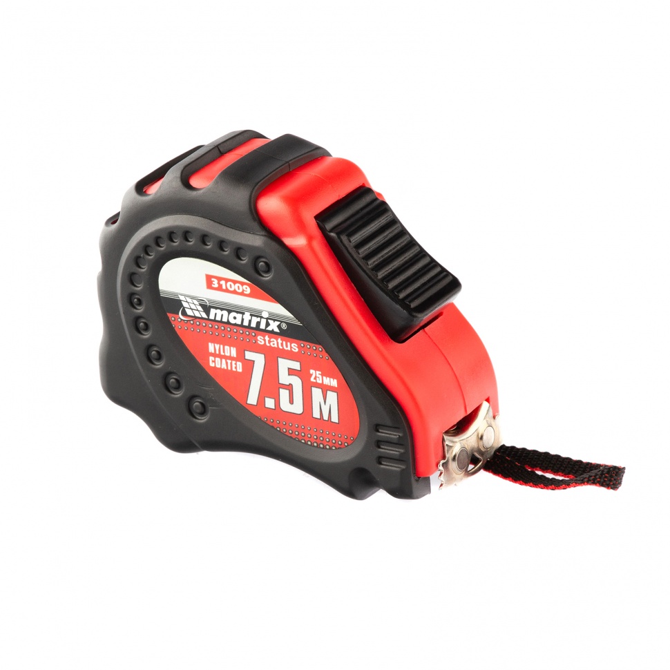 Рулетка Status autostop Magnet+, 7.5 м х 25 мм, обрезиненная, Нейлоновое покрытие Matrix (31009)