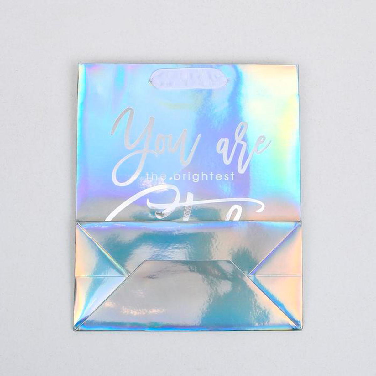 Пакет подарочный голографический "star" 25*21*10 см (1/180) "дарите счастье" 4807295