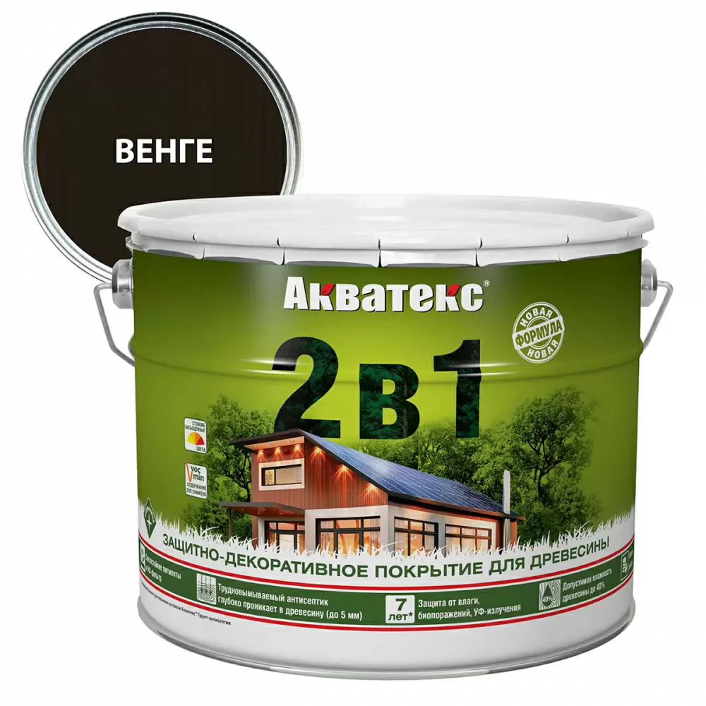 Акватекс 2 в 1 защит.-декор. покрытие для дерева алкидное полуматовое лессирующее, венге (9л)