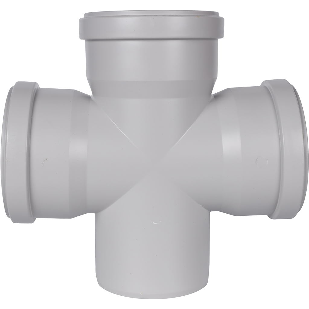 Крестовина 87,5° одноплоскостная канализационная бесшумная D = 110 х 110 х 110 мм STOUT