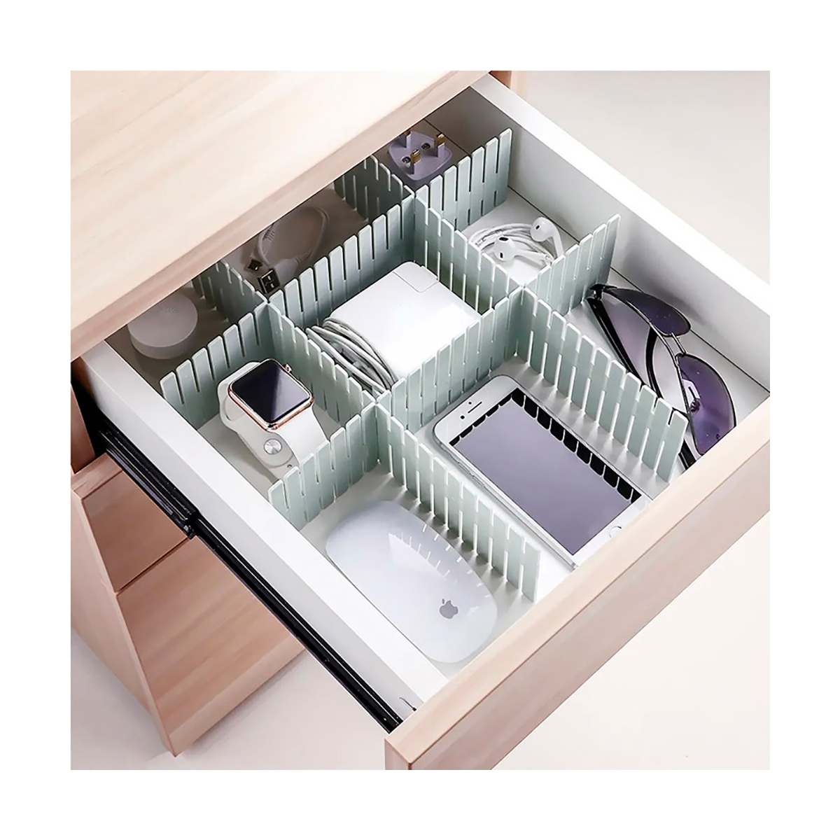 Разделители для ящиков пласт. 47*7 см, набор 4 шт. (белые) (1/20/100) "рыжий кот"