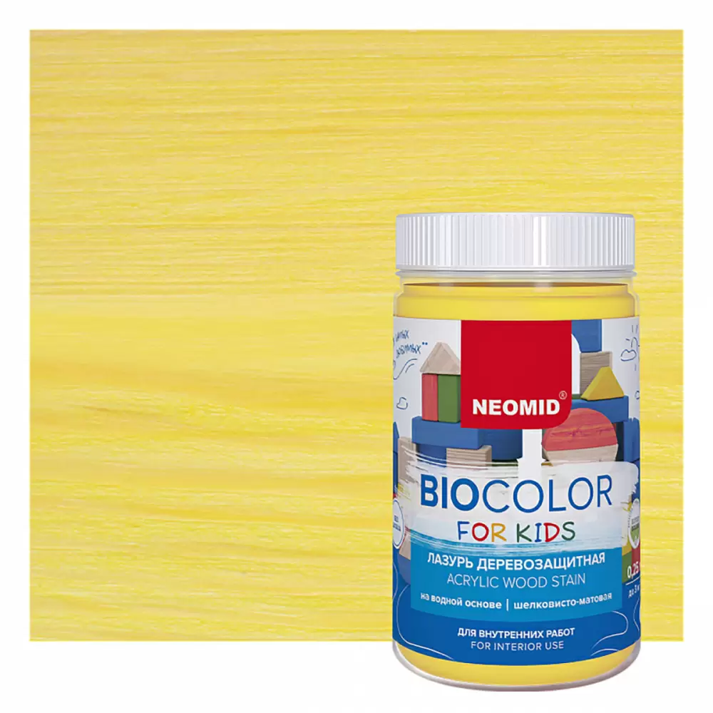 NEOMID BioColor For Kids лазурь деревозащитная, желтый (0,25л)