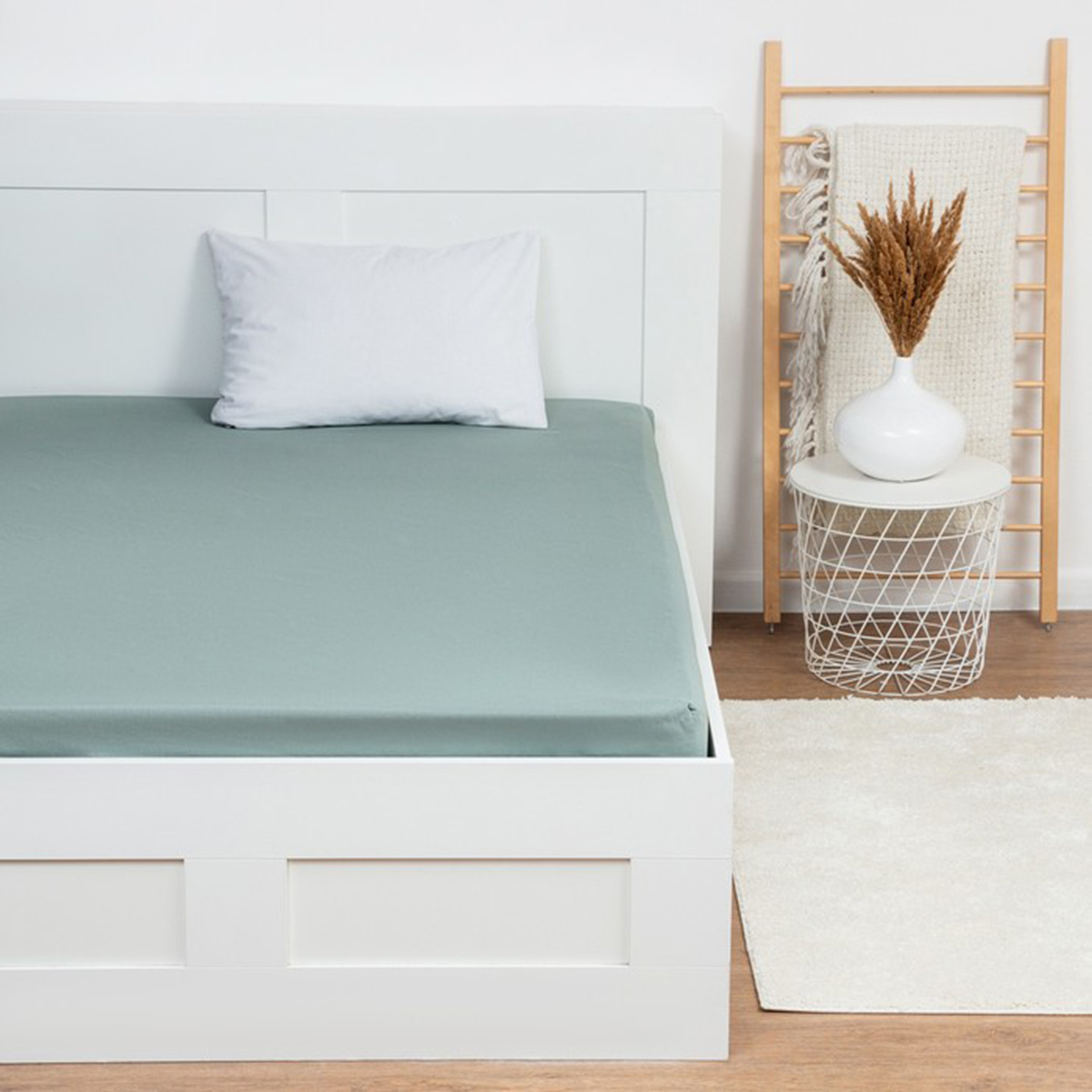 Простыня на резинке "этель" 180*200*25 см серо-зеленый (бязь) (1) 9046096