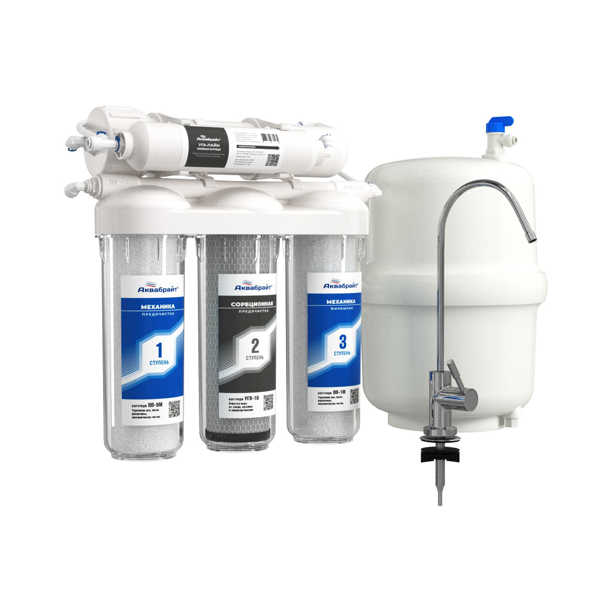 Система очистки воды обратного осмоса абф-осмо-5 промо, 5 ступеней, пласт. бак (1) "аквабрайт"