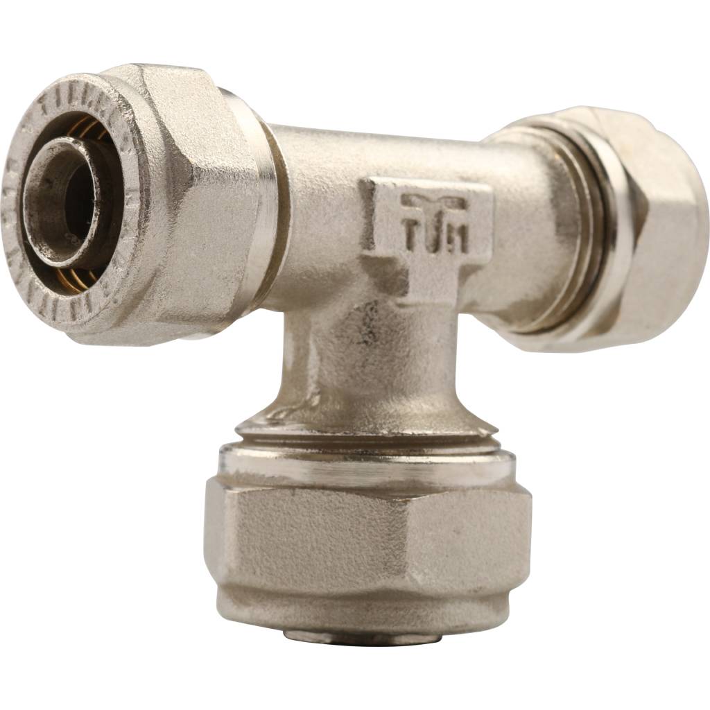 Тройник редукционный 16 x 20 x 16 под обжим TIEMME для металлопластиковых труб