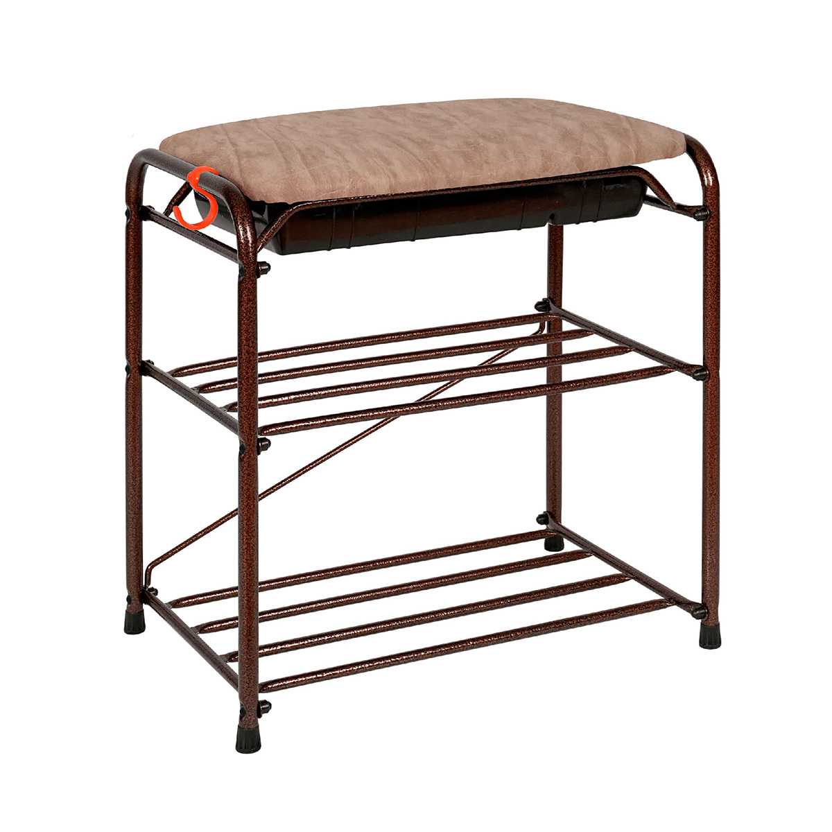 Подставка для обуви "альфа 13" 2 полки с сиденьем и ящиком (450*300*480 мм) медный антик пдоа13ся м