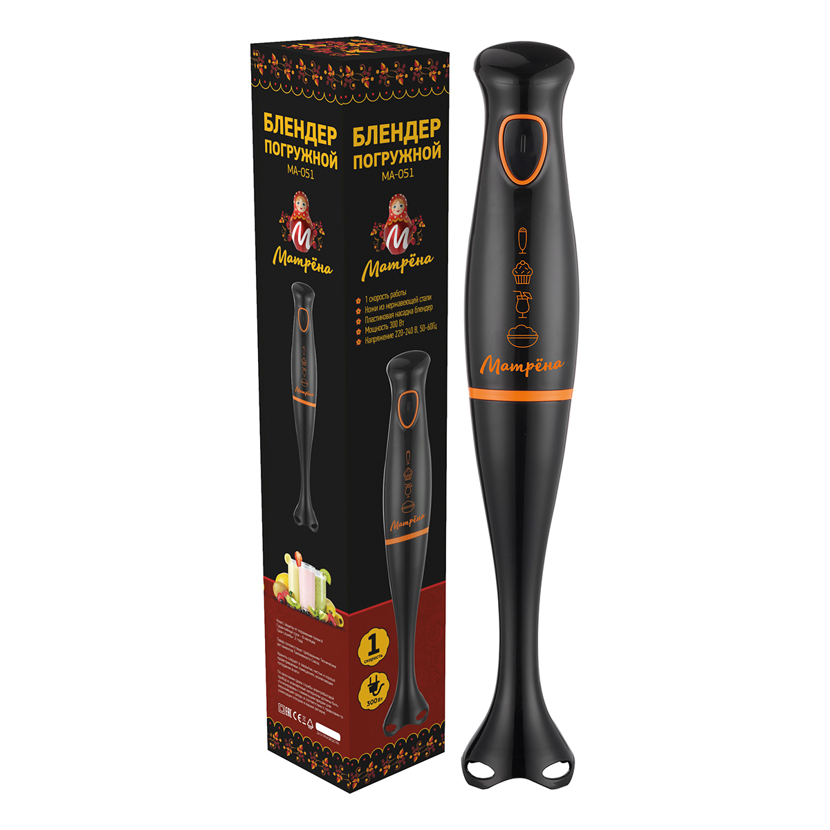 Блендер погружной "матрёна" ма-051, 300 вт, 1 скорость (1/12)