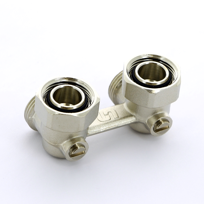 Узел угловой ВН 3/4" ЕК х 3/4" ЕК радиаторный со встроенными кранами 2-трубная система UNI-FITT