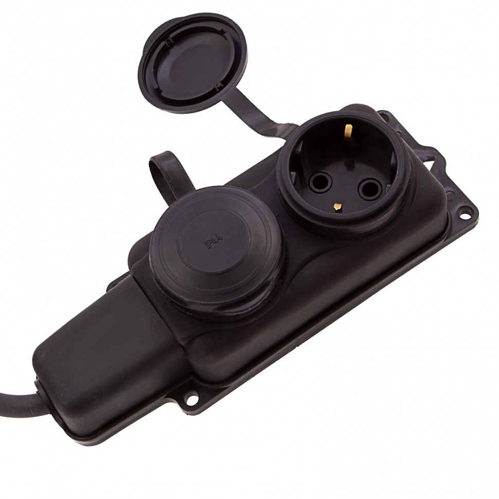 Удлинитель силовой 10 м, 16А, тип УХз16, КГ 3 x 1.5 мм, 2 розетки, Сибртех (95881)