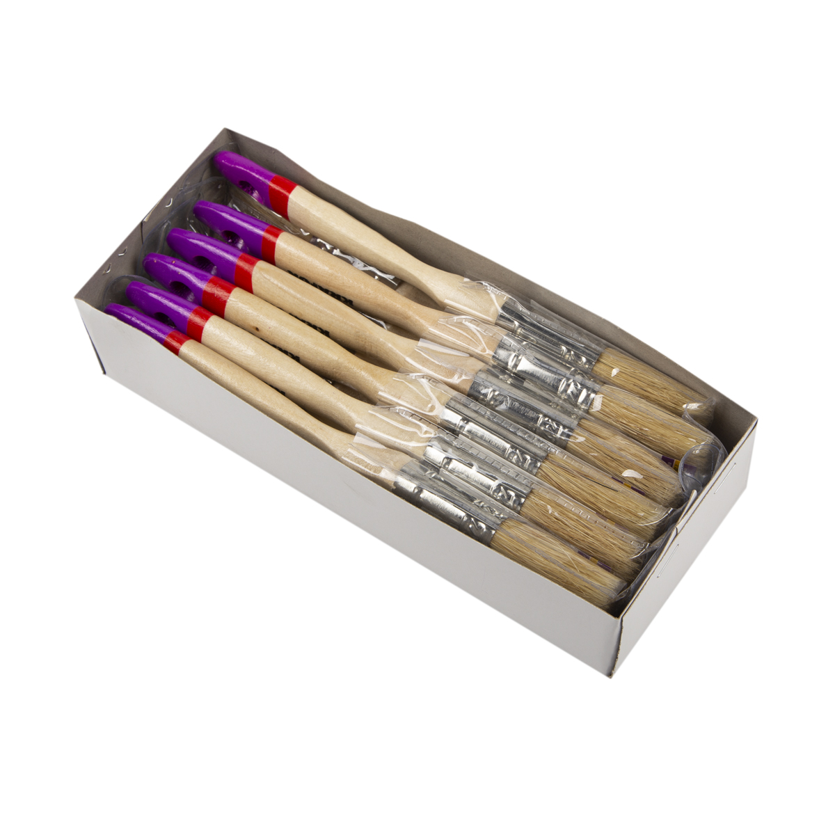 Кисть плоская "евро" №1 /25 мм  (12/600) натур.щетина, дерев.ручка "krafor" 004-0010