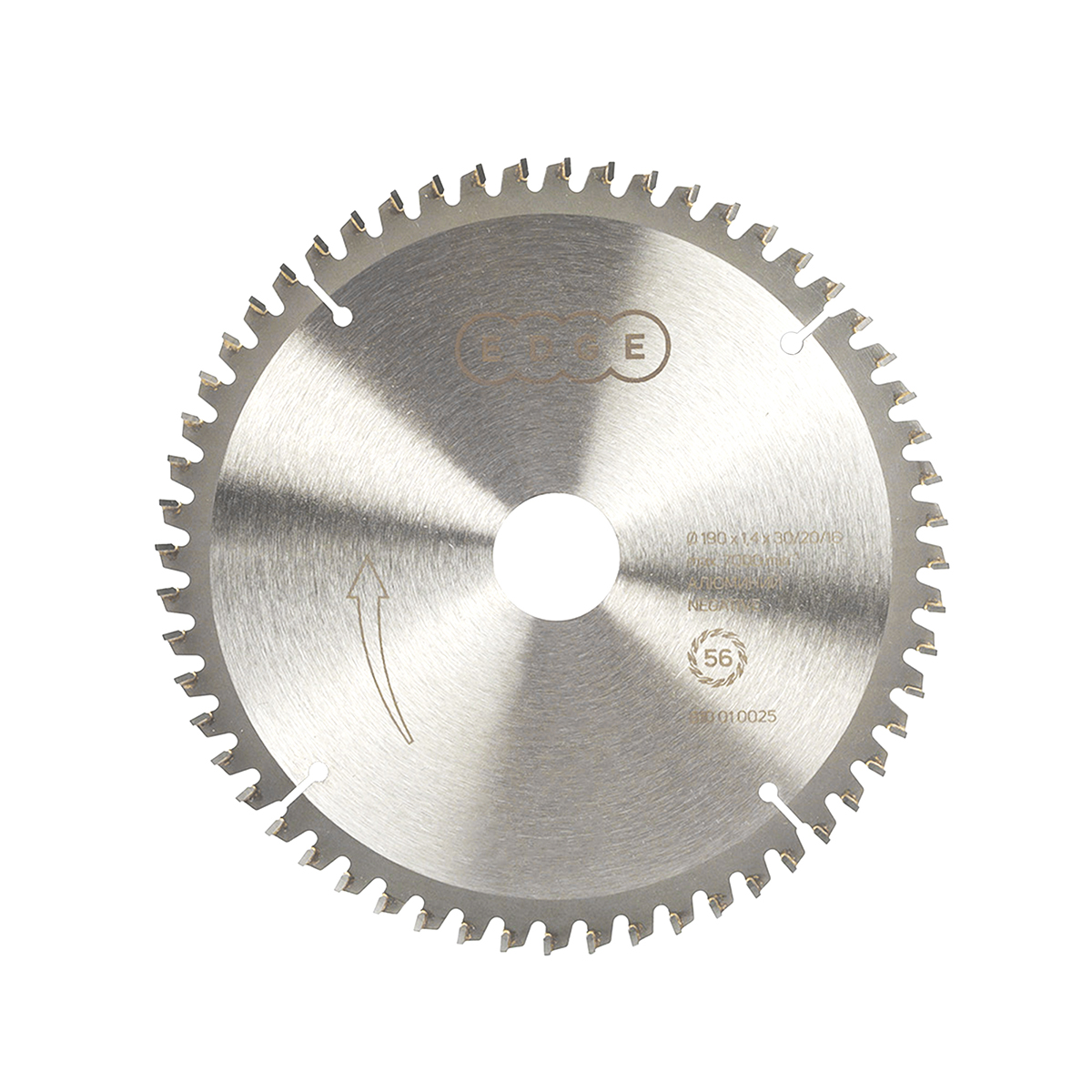 Диск пильный по алюминию 190 х 30/20/16, 56 зубьев, отриц. наклон (1/50) "edge by patriot" 810010025