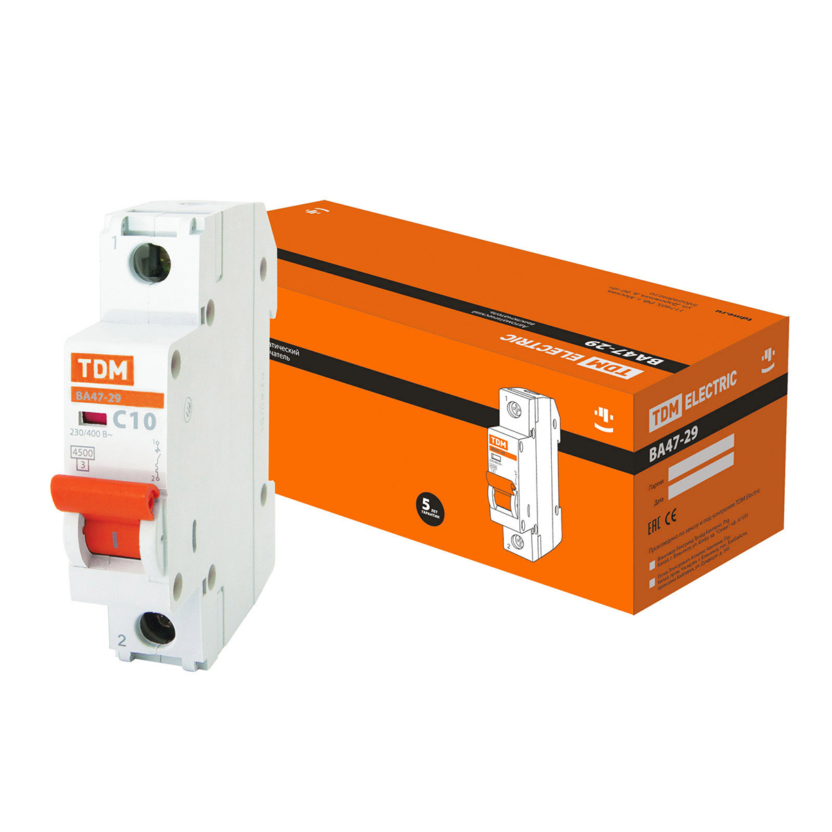 Выключатель автомат. ва47-29 1р 10а 4,5ка тип с (12/120) tdm sq0206-0072