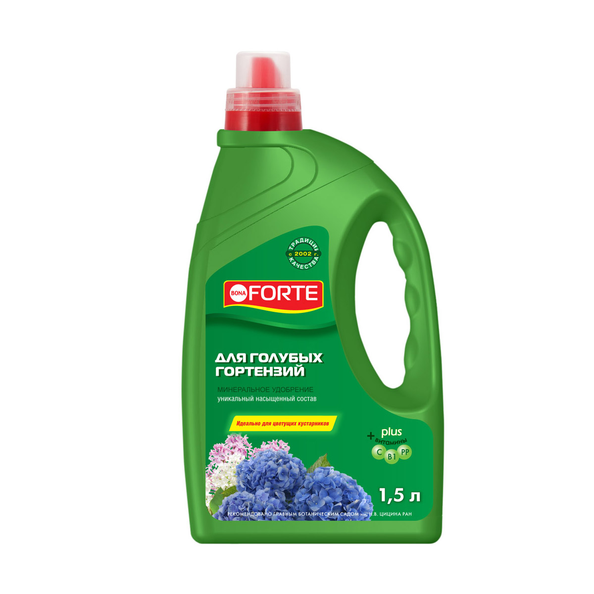 Удобрение жидкое "bona forte" для голубых гортензий и декор.кустарников 1,5 л (1/4)