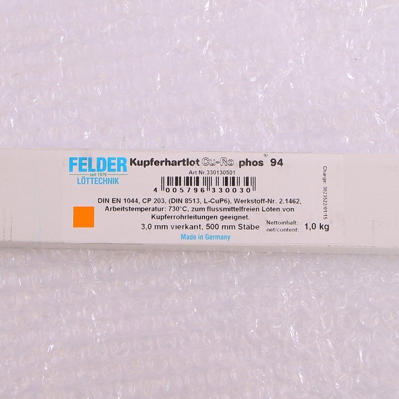 Припой твердый медный Cu-Rophos®94 3 мм FELDER 1000 г