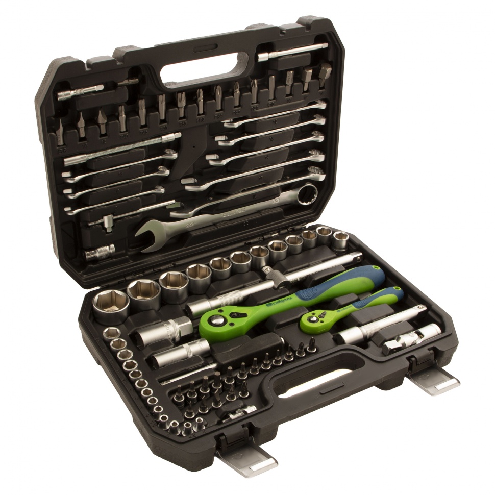 Набор инструментов 82 предмета, CrV, 1/2", 1/4" Сибртех (13514)