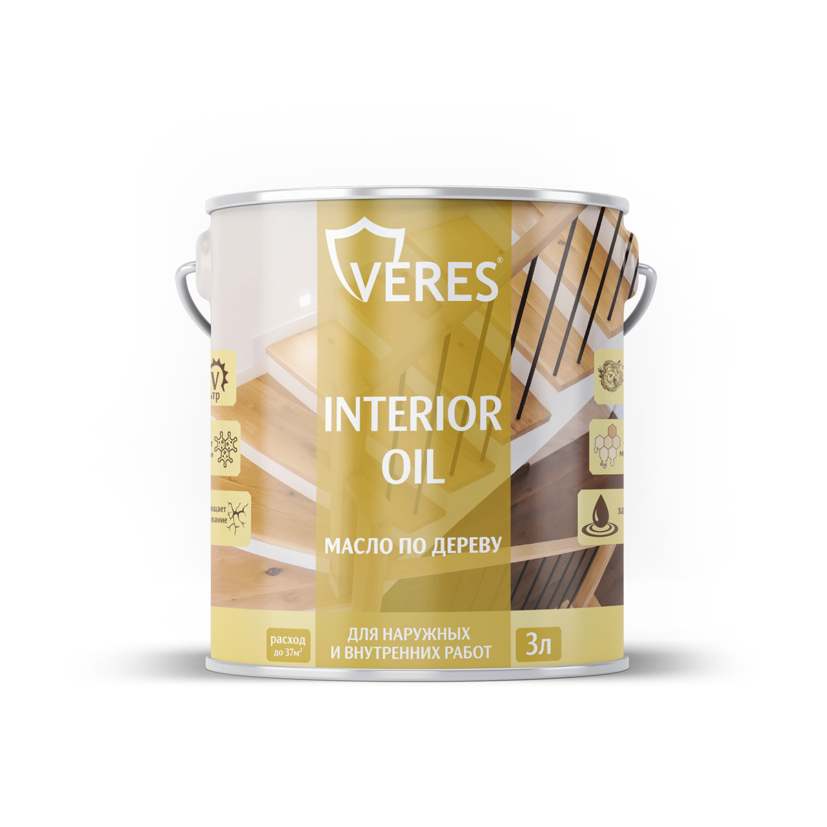 Масло по дереву "interior oil" для внутр. и наружных работ палисандр 3 л (1/6) "veres"