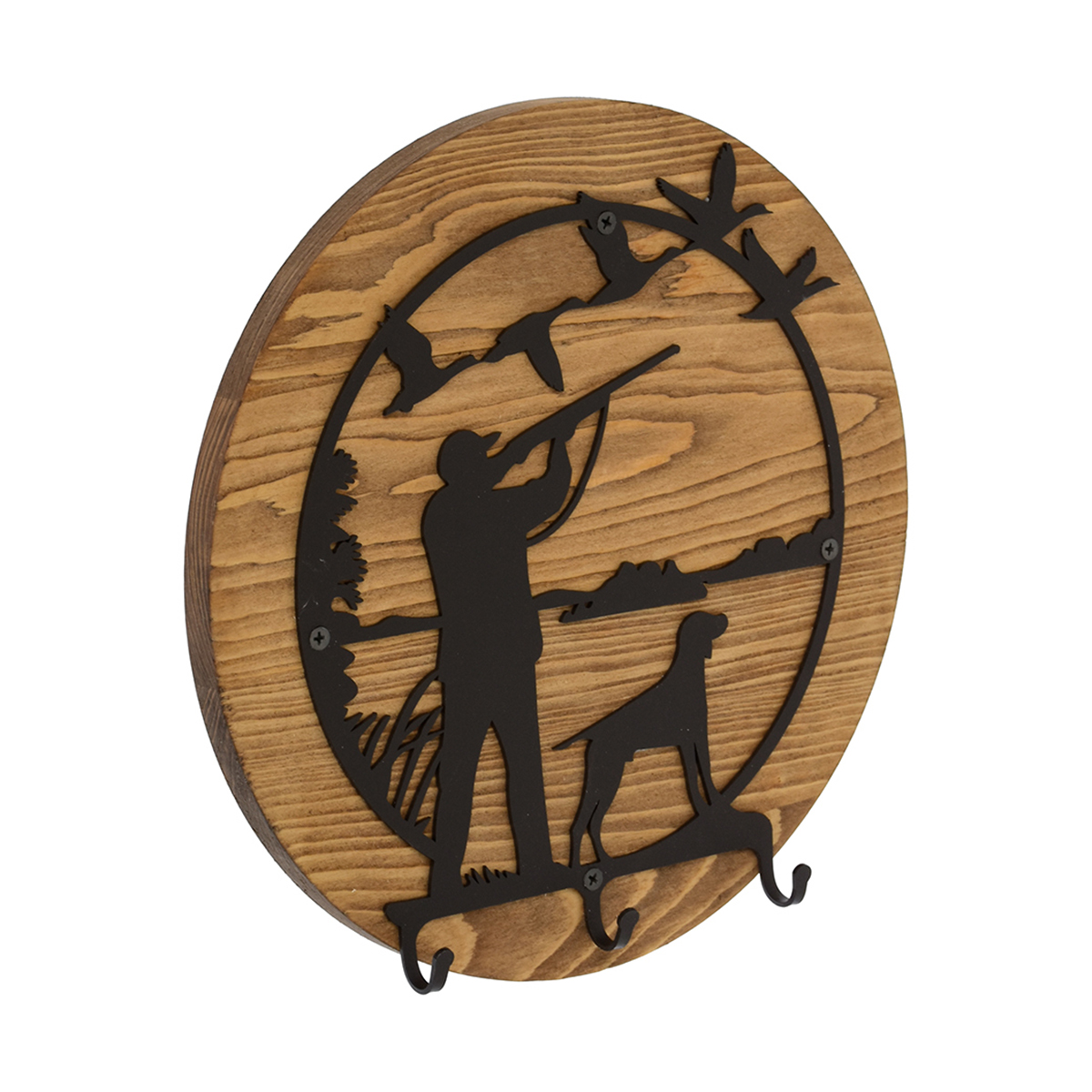 Вешалка настенная "охота" (3 крючка) 31*31 см, брашированная, сосна (1) "банные штучки" 31229