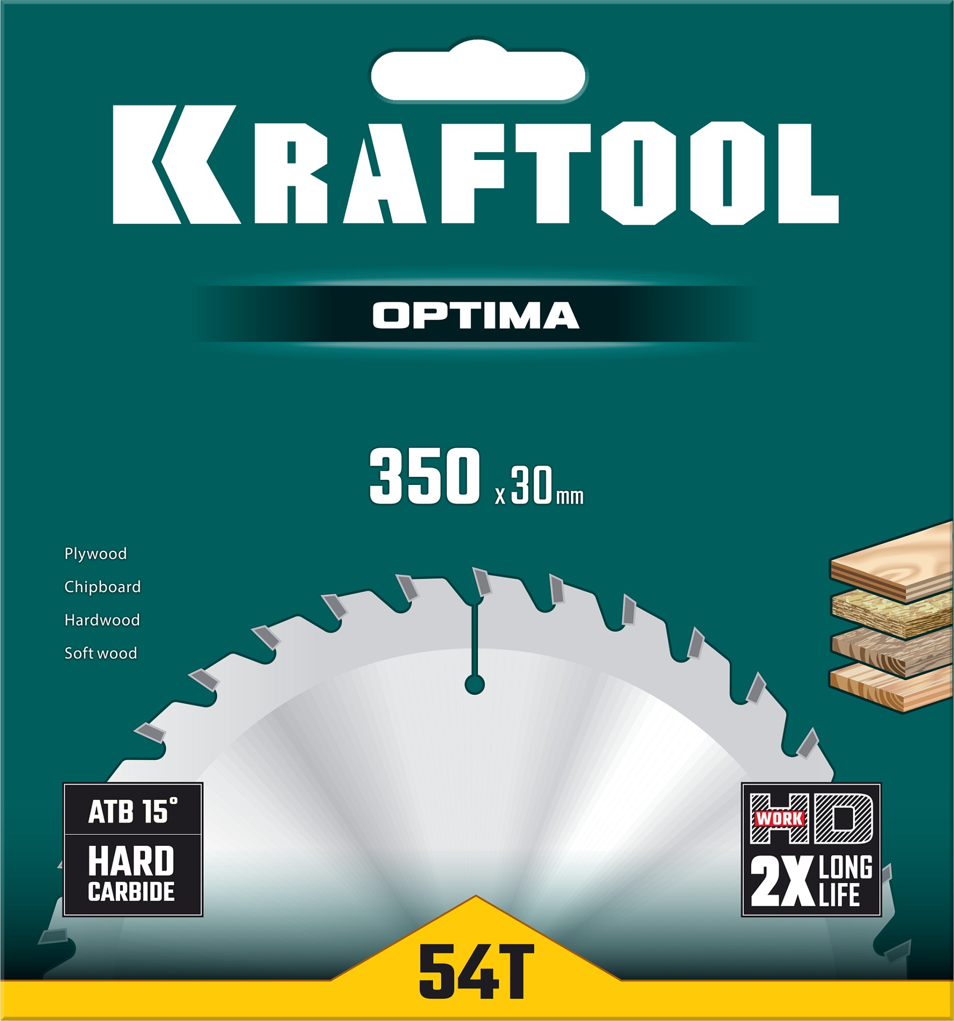 KRAFTOOL Optima, 350 х 30 мм, 54Т, пильный диск по дереву (36951-350-30)