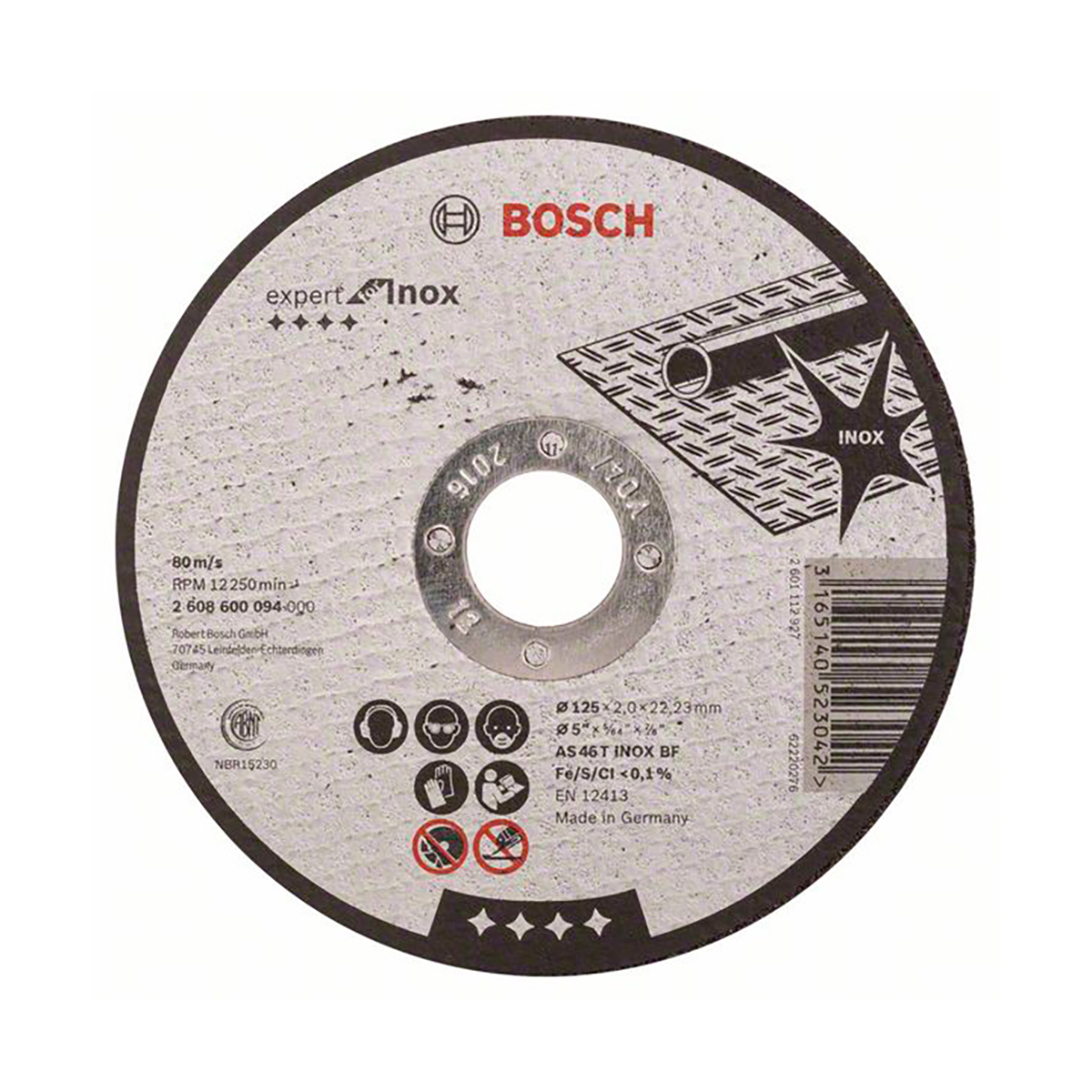 Круг отрезной по нерж. стали "expert for inox", rapido 125 х 2 х 22,2 мм (1) "bosch" 2608600094