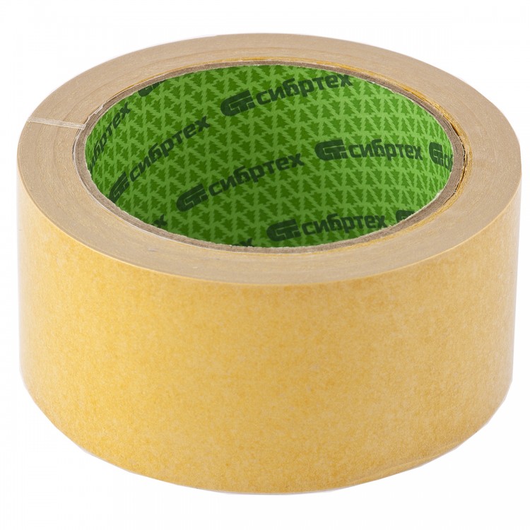 Лента клейкая двусторонняя, 50 мм х 25 м, на полипропиленовой основе Сибртех (88809)