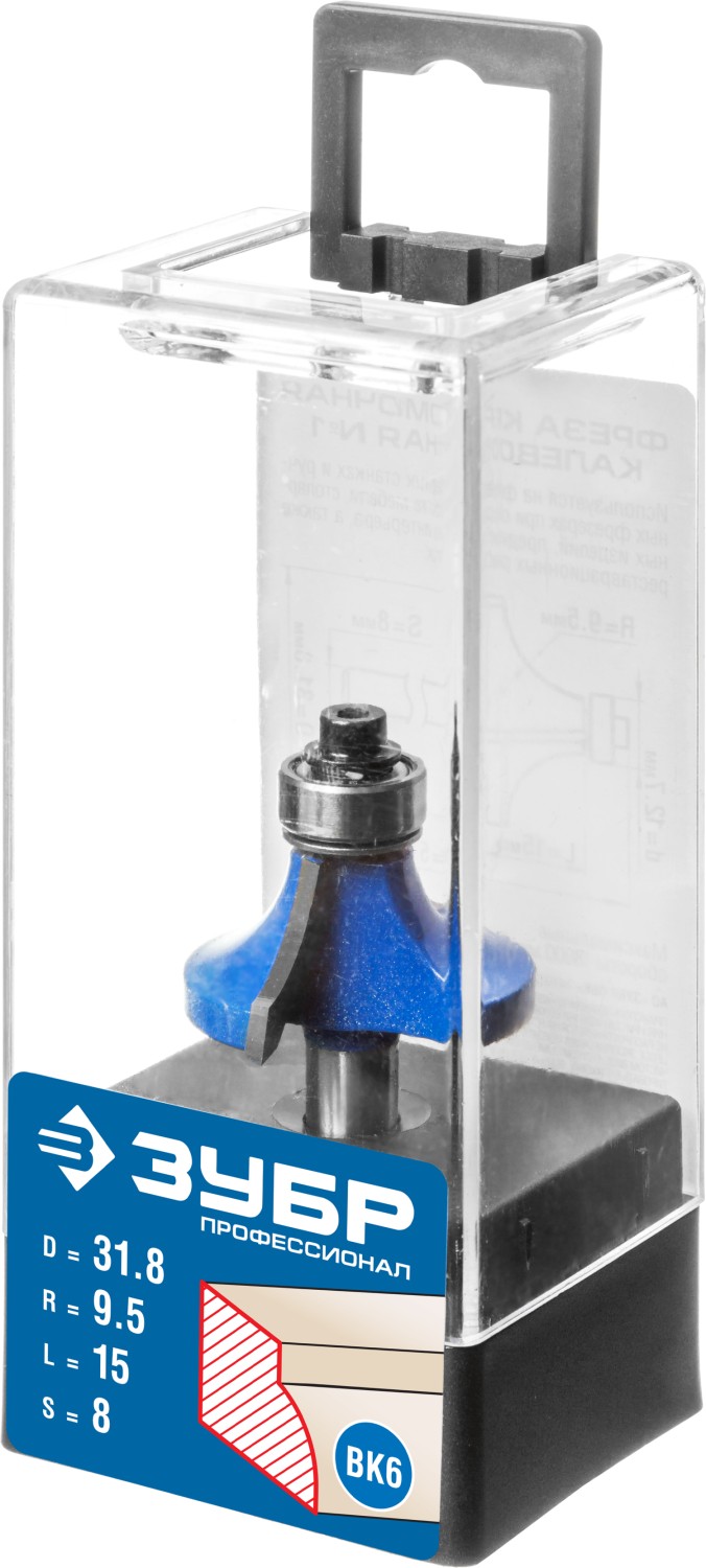 ЗУБР 31.8 x 15 мм, радиус 9.5 мм, фреза кромочная калевочная №1, Профессионал (28701-31.8)