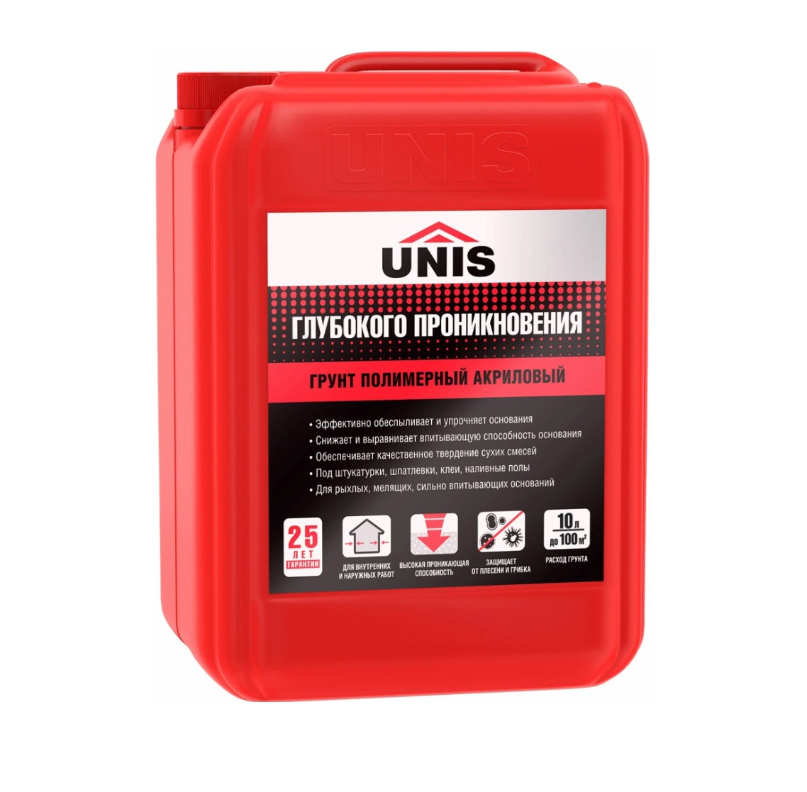 Грунтовка UNIS (Юнис) глубокого проникновения (красная канистра) 10 л