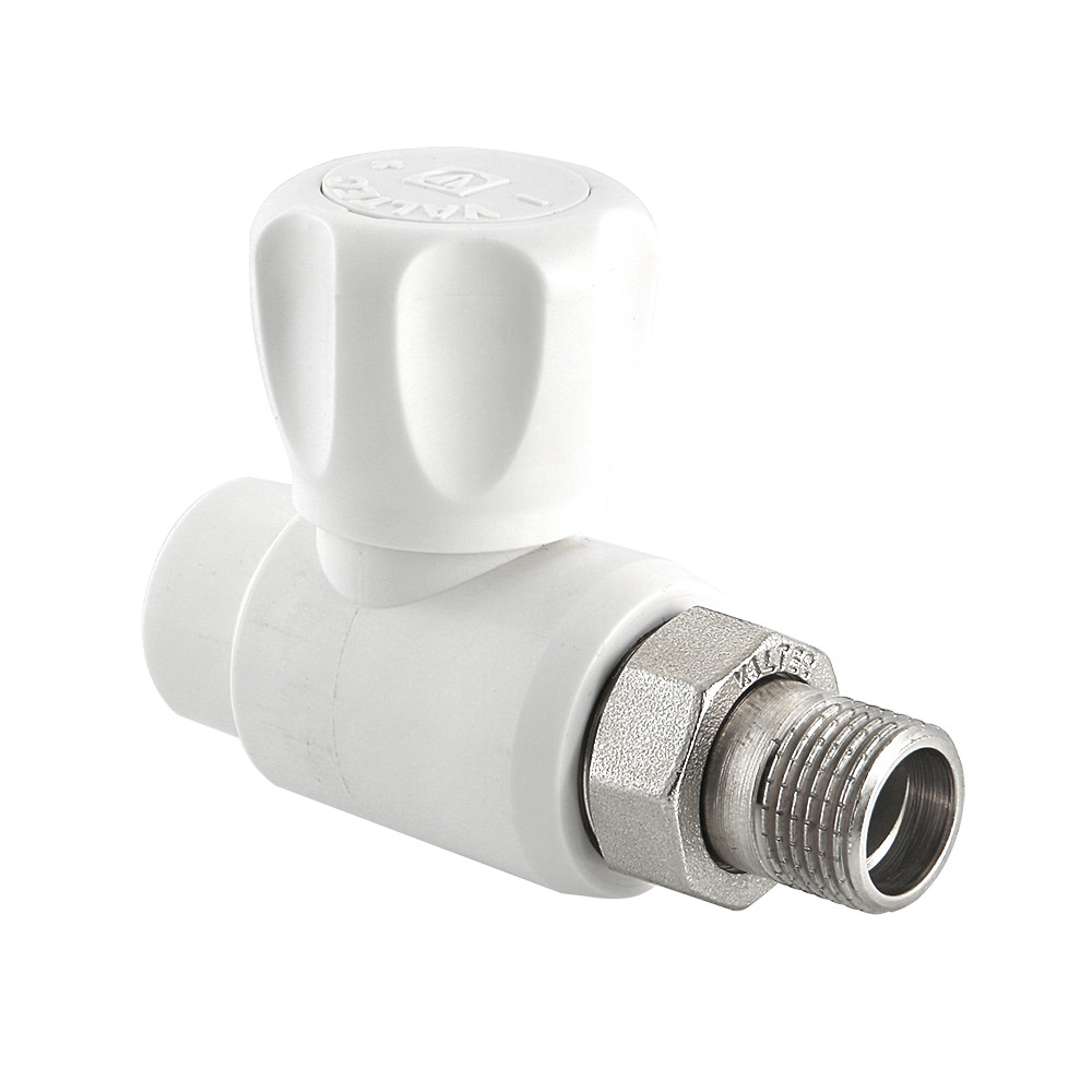 Кран шаровый прямой 20 х 1/2" (НР) со сгоном VALTEC белый