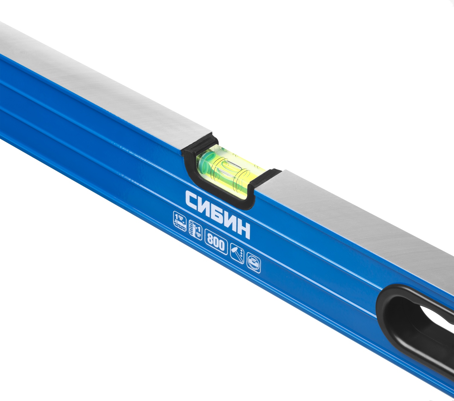 Уровень СИБИН коробчатый усиленный, утолщенный профиль, 2 фрезерованные поверхности, 3 противоударных ампулы (1 поворотная на 360 град), с ручками, 1