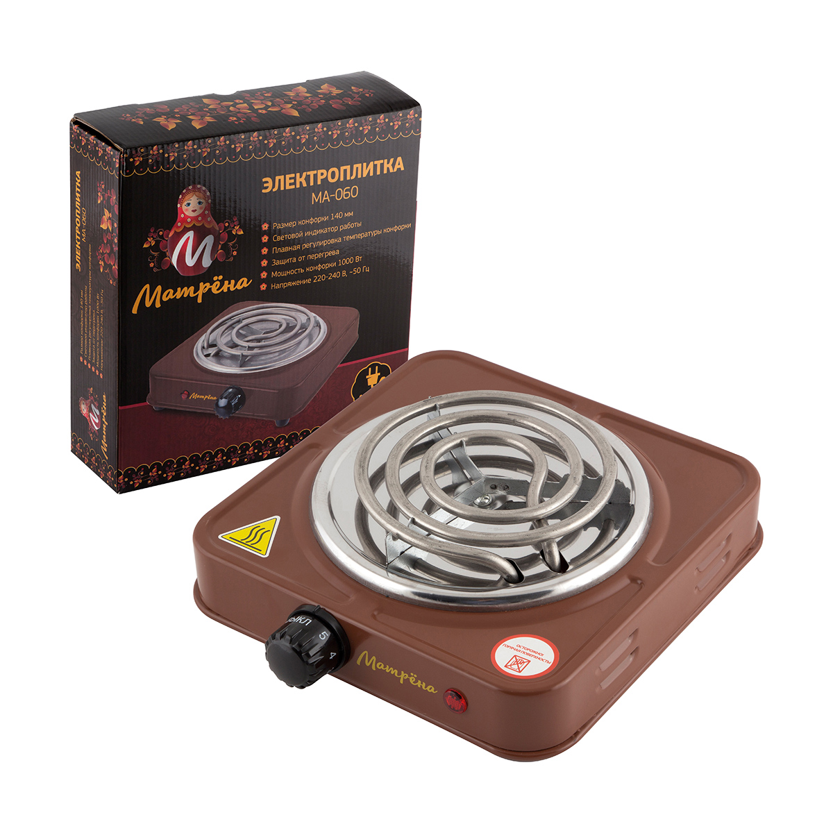 Плита электр. 1-конфор. (тэн) "матрёна" ма-060 (коричневый) (1/10)
