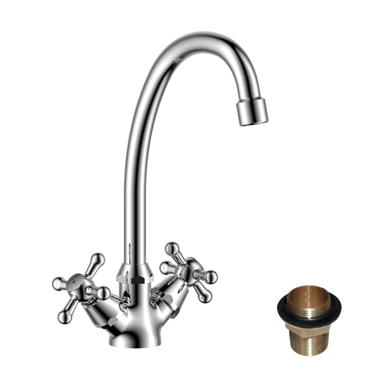 Смеситель для кухни  y02-71u  высокий поворотн. излив, двухвентильный (1/12) "rossinka"