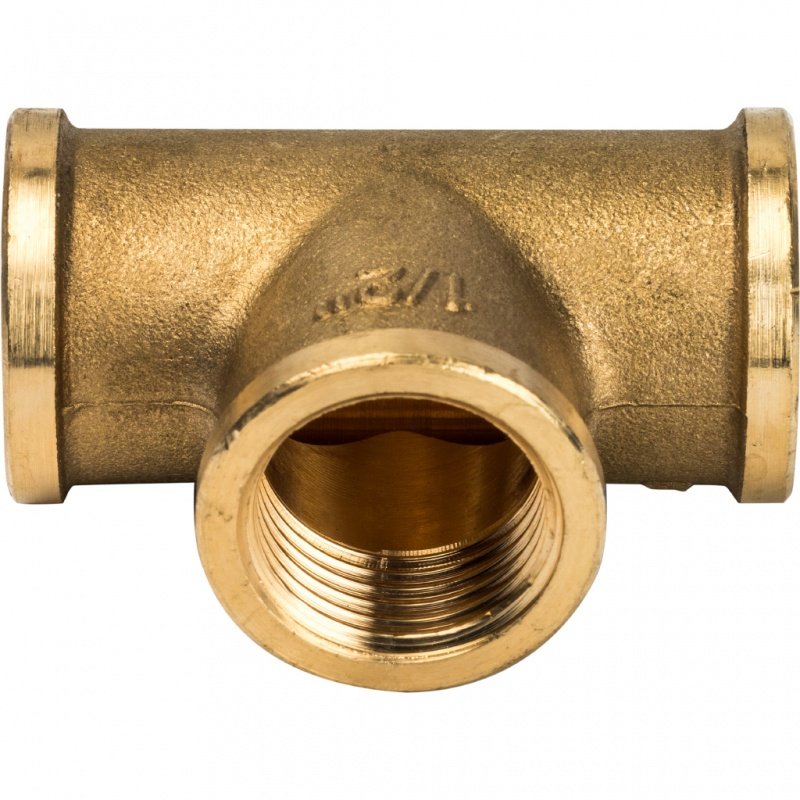 Тройник резьбовой ВР 1/2" латунь STOUT