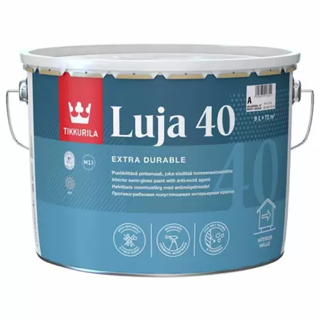 TIKKURILA LUJA 40 краска антигрибковая для влажных помещений, полуглянцевая, база C (9л)