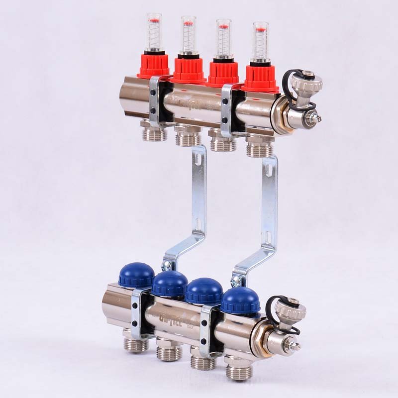 Коллекторная группа UNI-FITT 1'х3/4" ЕК 4 выхода с расходомерами и дренажными клапанами