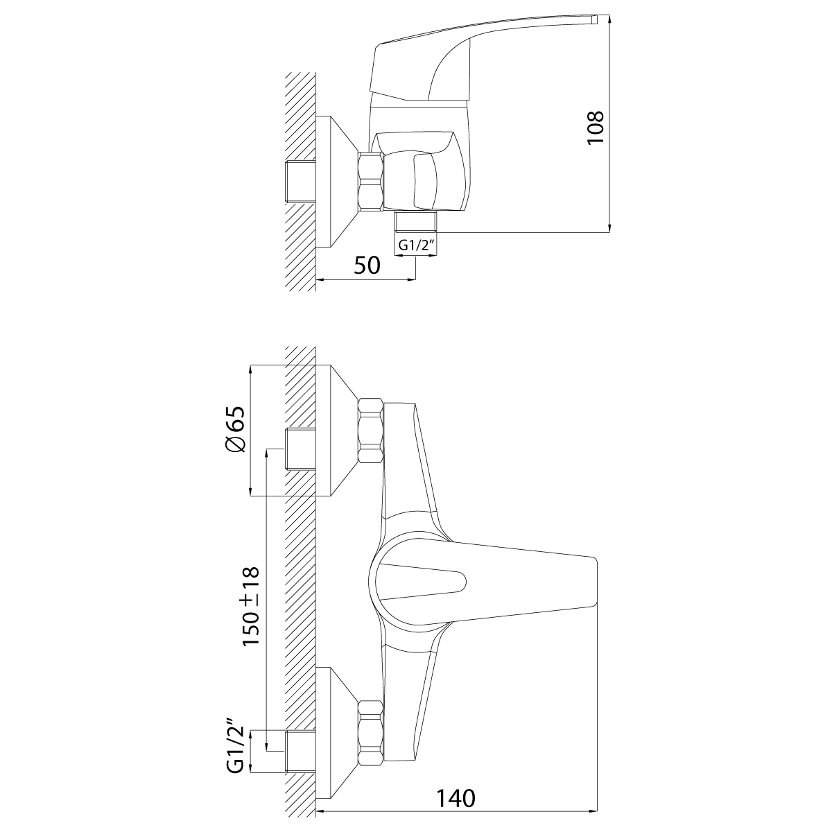 Смеситель для душа  d40-41  (1/12) "rossinka"