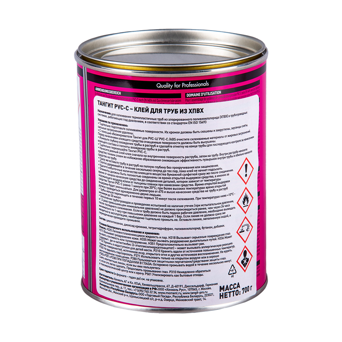 Клей тангит pvc-с для труб из  хпвх  700 г (1/6)  хенкель