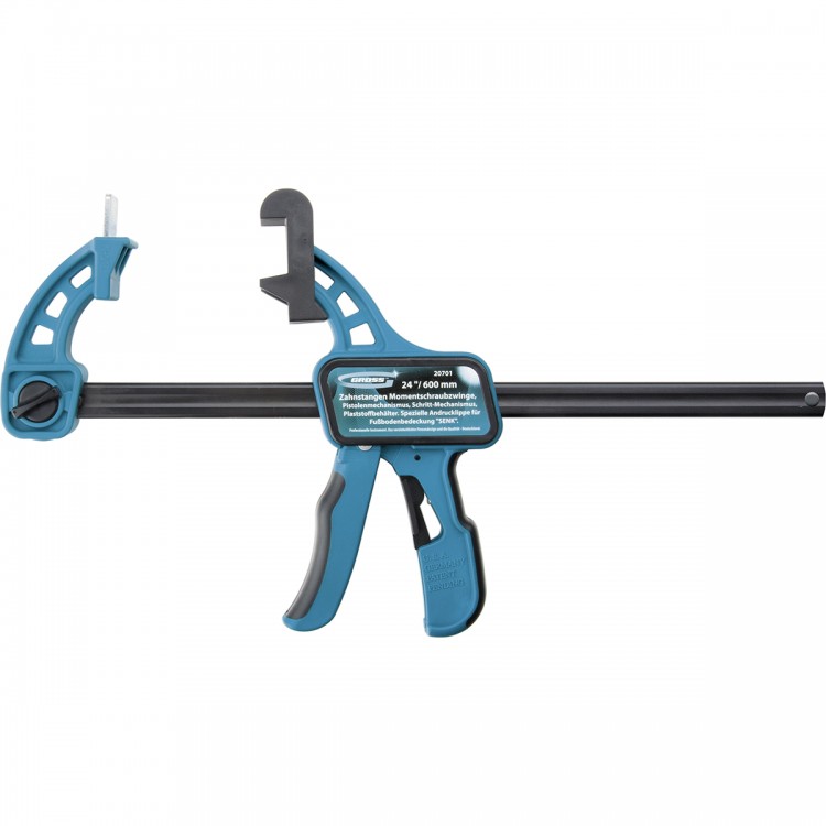 Струбцина реечная быстрозажимная 24, пистолетного типа, пошаговый механизм, пластиковый корпус, 600 мм Gross (20701)