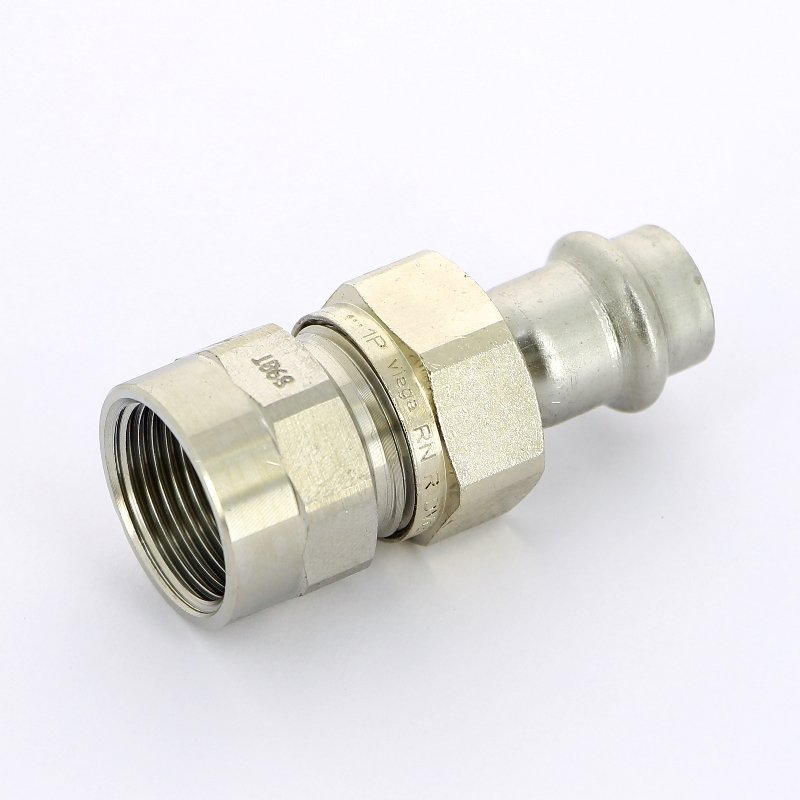 Муфта пресс-В разъёмная 15x3/4" с плоской прокладкой нержавеющая сталь Sanpress Inox VIEGA