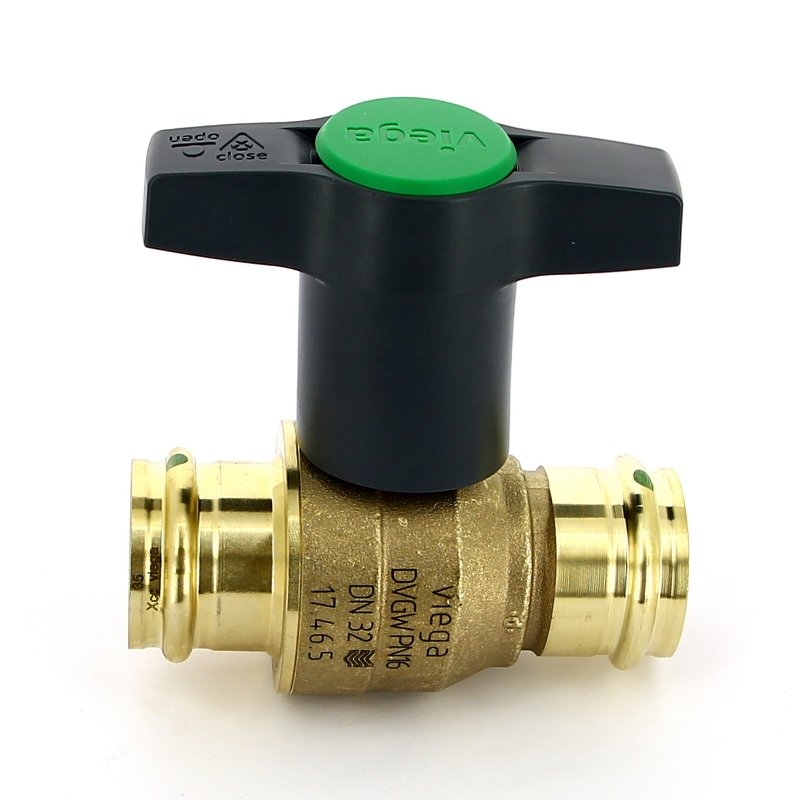 Кран шаровой EASYTOP VIEGA пресс 35 бронза SC-Contur, Т-ручка