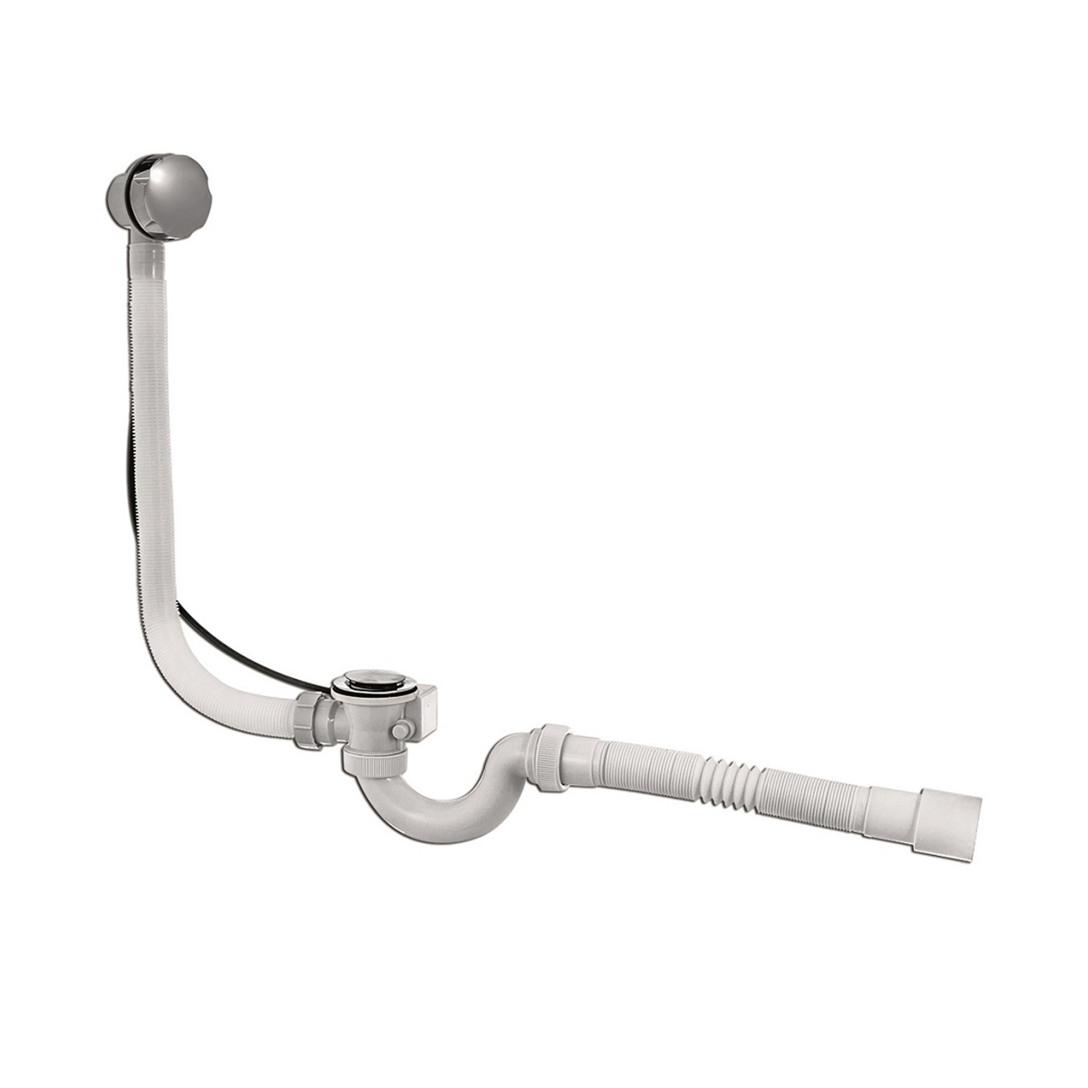 Сифон для ванн "элит мини" с полуавтомат. сливом и гофротрубой 800 мм (1/20) "вирпласт"