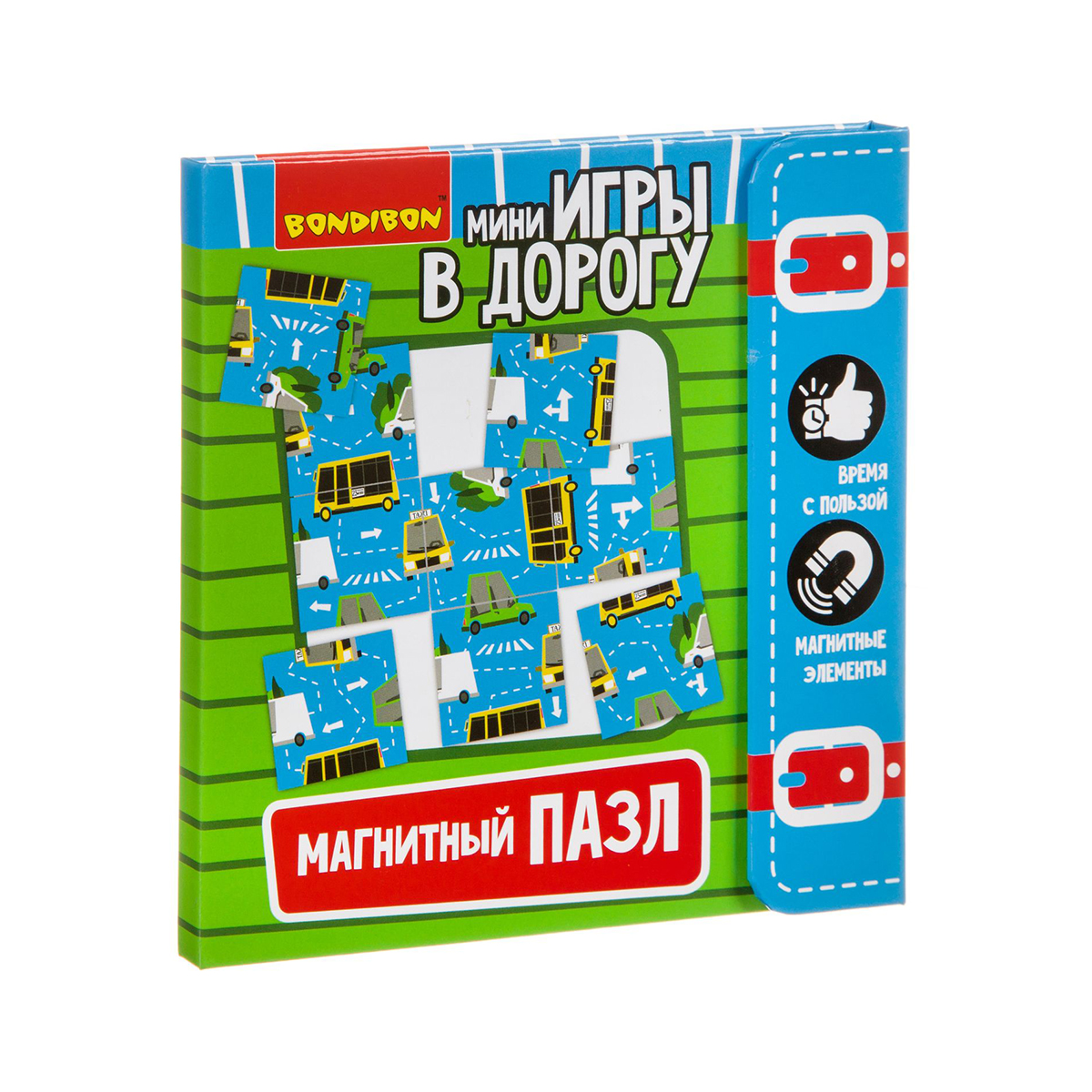 Игра развивающая в дорогу " магнитный пазл" транспорт 5+ "bondibon" вв3561