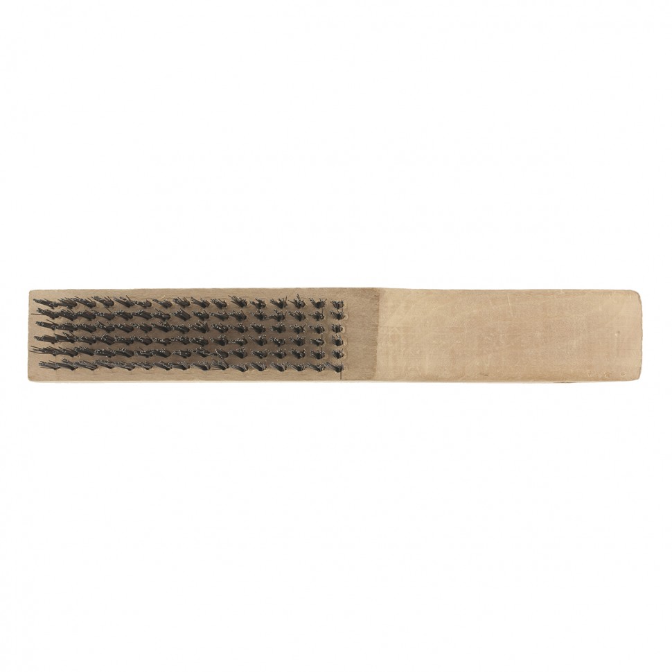 Щетка зачистная шестирядная, закаленная прямая проволока с деревянной ручкой Сибртех (74806)