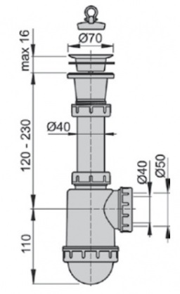 Сифон для мойки с пласт. решеткой 40мм D=70мм M0435 MIANO