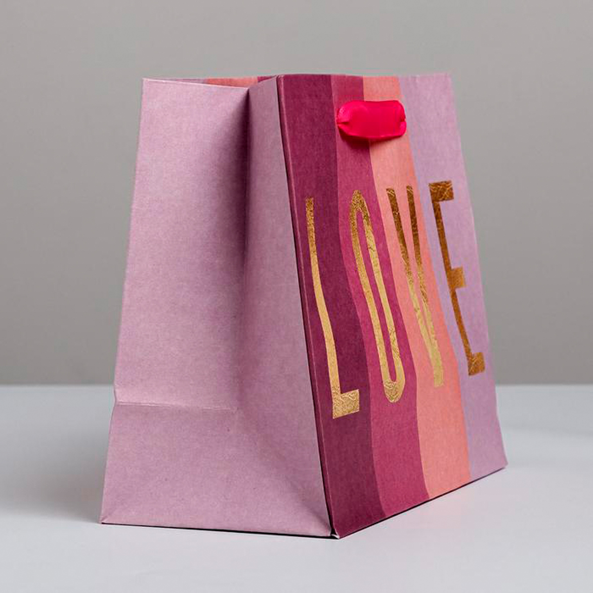 Пакет подарочный крафтовый "love" 23*18*10 см (1/6/300) "дарите счастье" 5177935
