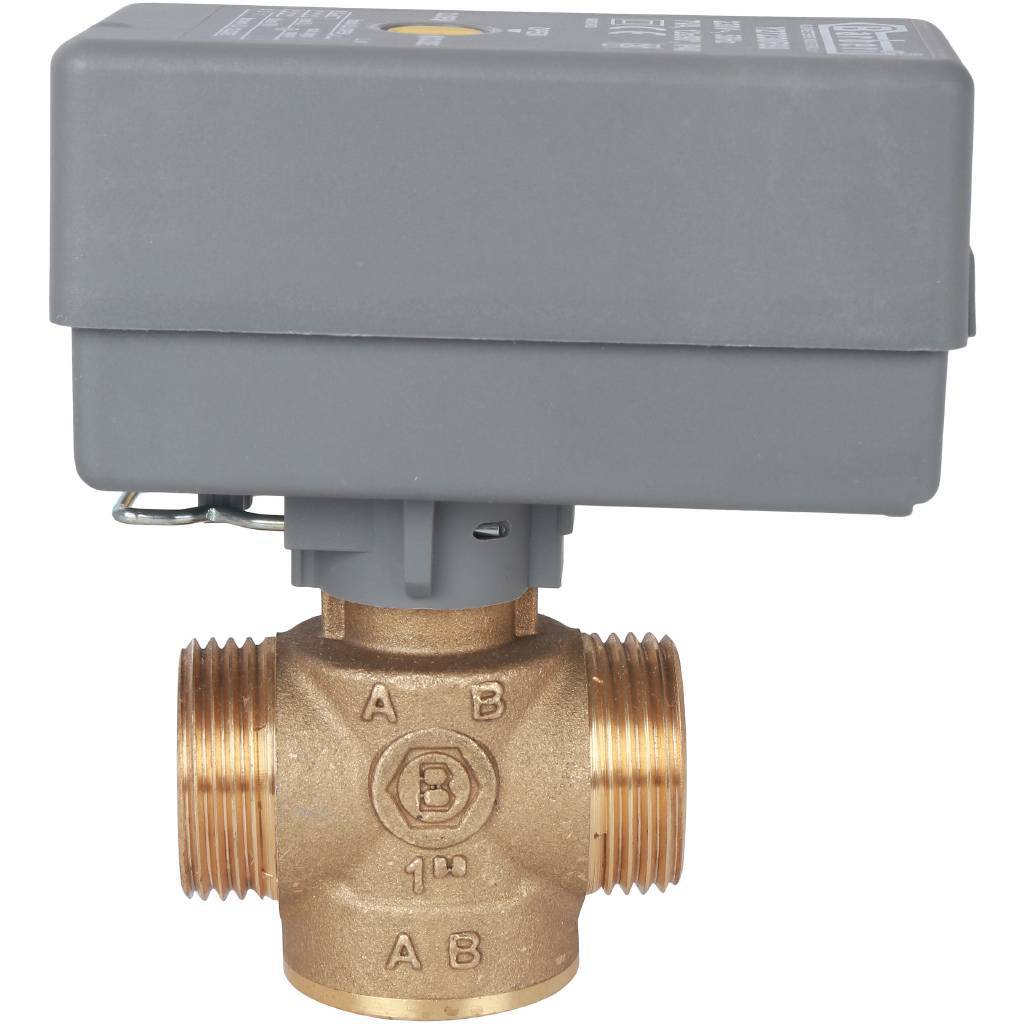 Зональный клапан STOUT 1" 2-ходовой 220V компактный c сервоприводом с кабелем 1м