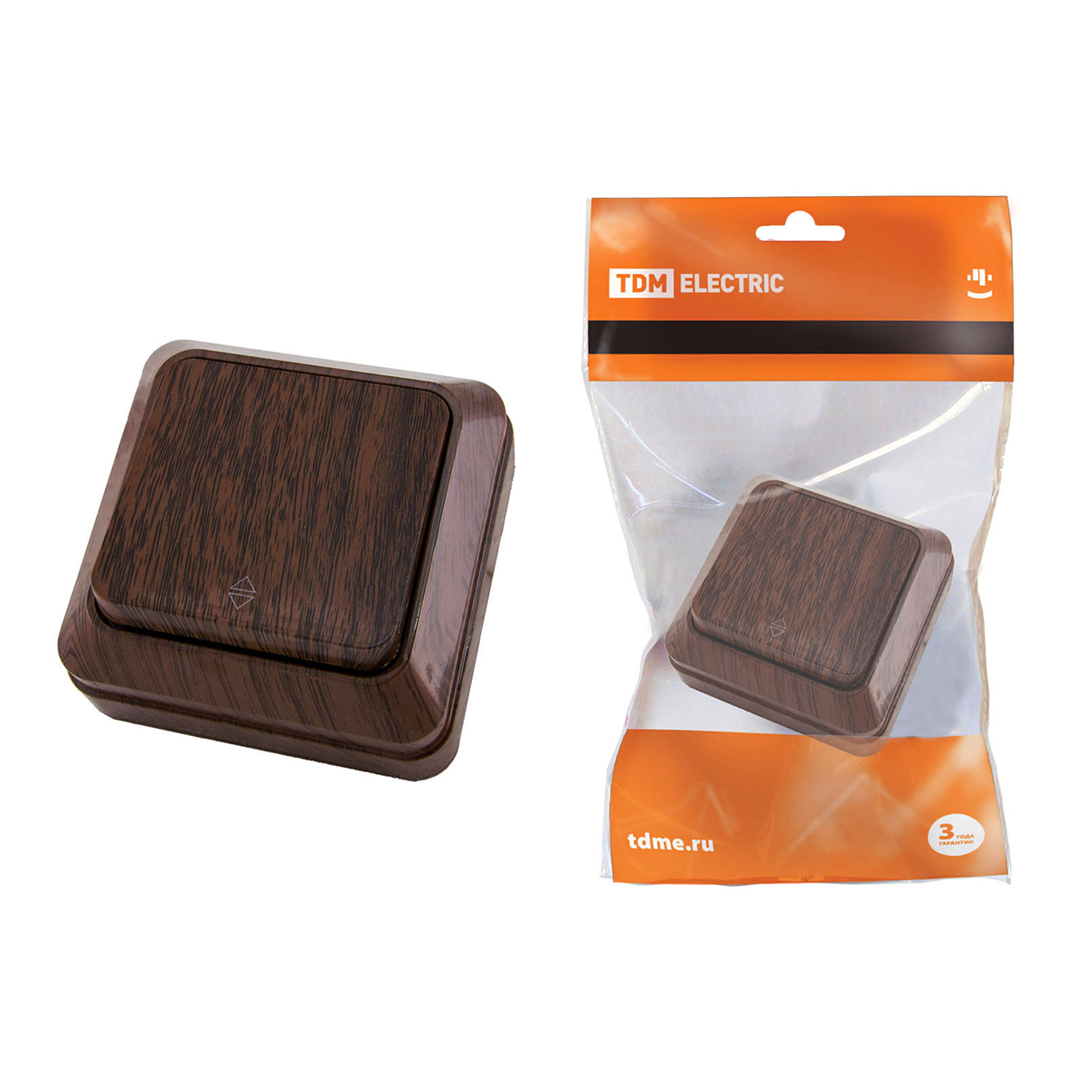 Выключатель проходной 1 кл. открыт. уст. ip20 10а "ладога" бук (1/10/200) tdm sq1801-0029