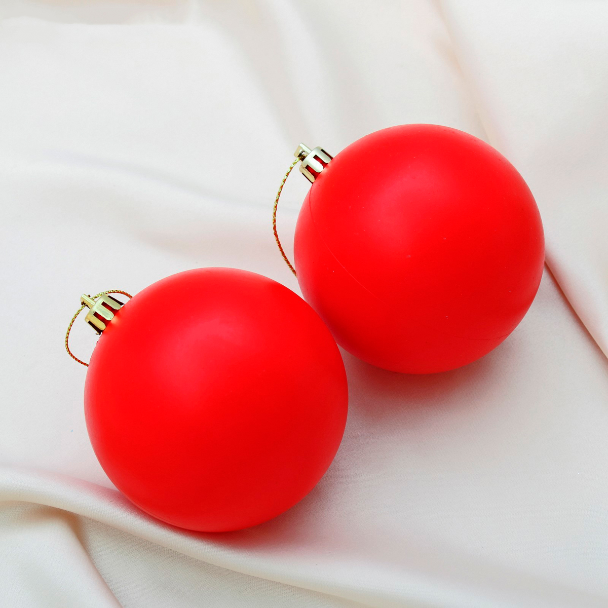 Шары новогодние d-8 см (набор 2 шт.) матовый красный "зимнее волшебство" 4298879